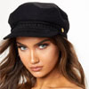 Black Flat Top Baker Boy Hat On Amazing 40% Off Sale Price