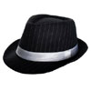 1920's Women's Gangster Pinstriped Black Trilby Hat with White Band Offer