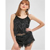 Lace Panel Velvet Top And Shorts Set