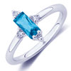 Stacker Ring with Diamonds & Blue Topaz in Sterling Silver