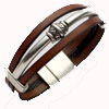 Elegant Leather Bracelet With Embellishments, Light Brown