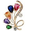 Women's Brooch Zircon Colorful Floral Design Chic Brooch Accessory