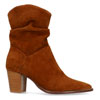50% Off On Cognac Suede Ankle Boots With Heel