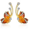  Luxury Butterfly Gold Earrings Sweet Ceramic Rhinestones Crystal Earrings Elegant Gift for Women 