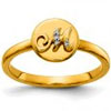14k Yellow Gold Diamond Initial RIng With Free Shipping