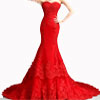 Get 52% Discount On Beaded Appliques Mermaid Red Wedding Dress