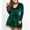 Buy 1 Get 1 16% Off On Plus Size Asymmetric Buttons Flounce Plunging Velvet Dress