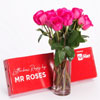Elegant 10 Bright Pink Roses Gift Box On Sale Price