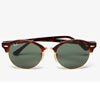 Ray-Ban Clubround Flat Lenses Half Metal Frame Sunglasses - Red Havana