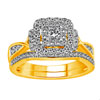 Princess Vera 14ct Yellow Gold 1.00 Carat Diamond Halo Bridal Set Ring Offer