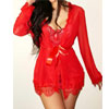 Seductive Lace Mesh Belted Robe Lingerie Now For $16.14