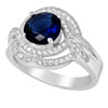 Ring With Blue Sapphire & Clear Cubic Zirconia In Sterling Silver Offer