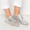 Silver Leather Poppy Lace Up Shoe
