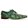 Green Leather Lace-Up Shoes With Snakeskin