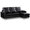 Save $138 On Four Seater Faux Leather Sofa with Ottoman Black