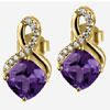Sterling Silver Gold Plated Studs Earrings With Amethyst