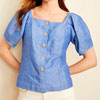 Chambray Puff Sleeve Top Now For $59.88