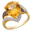 Yellow Gold Ring With Diamonds, Citrine On Sale