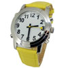 Low Vision Talking Watch With Yellow Leather Band At Reasonable Price